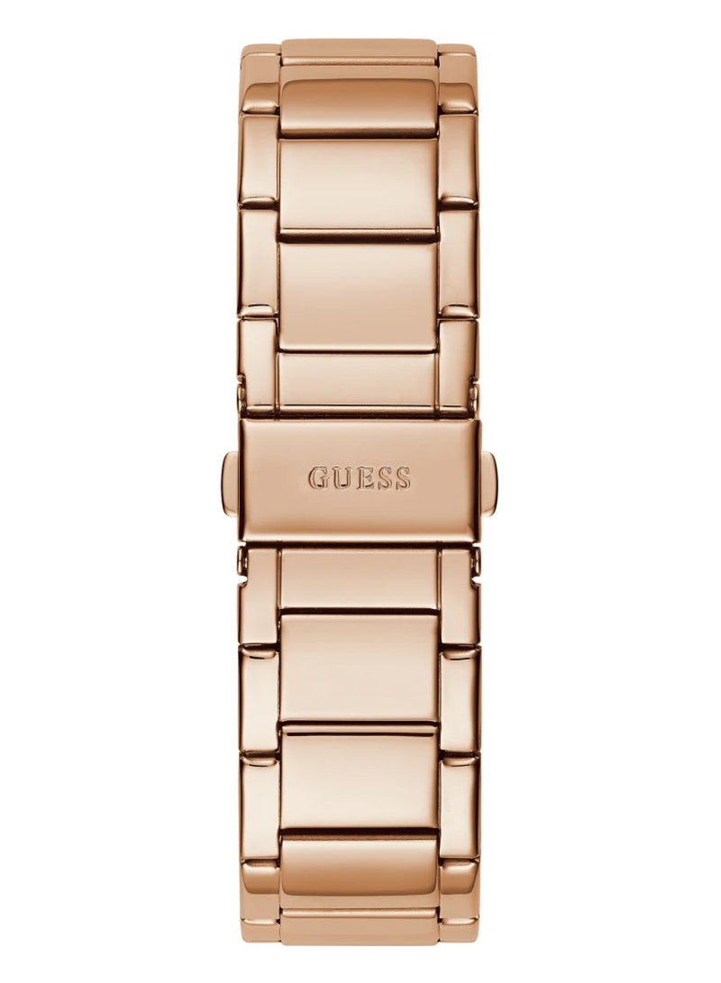 GUESS ساعة جيس للنساء ذات هيكل ذهبي وردي وسوار من الستانلس ستيل GW0104L3 - Image 3