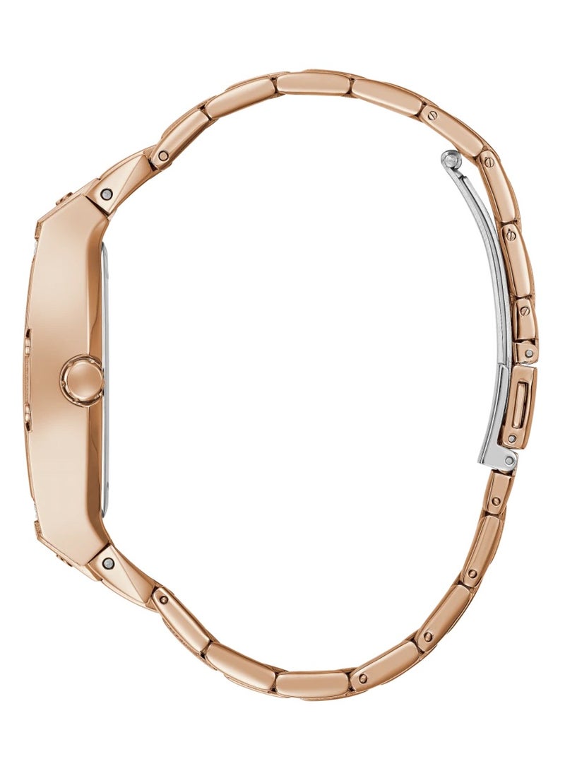 GUESS ساعة جيس للنساء ذات هيكل ذهبي وردي وسوار من الستانلس ستيل GW0104L3 - Image 2