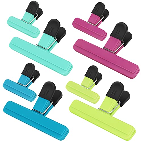 TACGEA Chip Clips, 8 Pack Food Clips, Upgrade Wide Open Bag Clips for Food Storage with Air Tight Seal Grip (4 x L, 4 x S) - Image 1