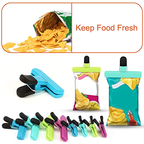 TACGEA Chip Clips, 8 Pack Food Clips, Upgrade Wide Open Bag Clips for Food Storage with Air Tight Seal Grip (4 x L, 4 x S) - Image 4
