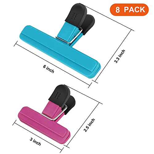 TACGEA Chip Clips, 8 Pack Food Clips, Upgrade Wide Open Bag Clips for Food Storage with Air Tight Seal Grip (4 x L, 4 x S) - Image 2