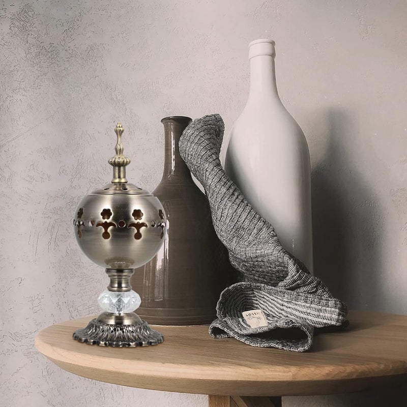 woobles Incense Holder Arabian Incense Burner Holder for Bakhoor Oud Incense Sticks Iron Frankincense Burner Home Decor (Bronze) Charcoal Burner - Image 4