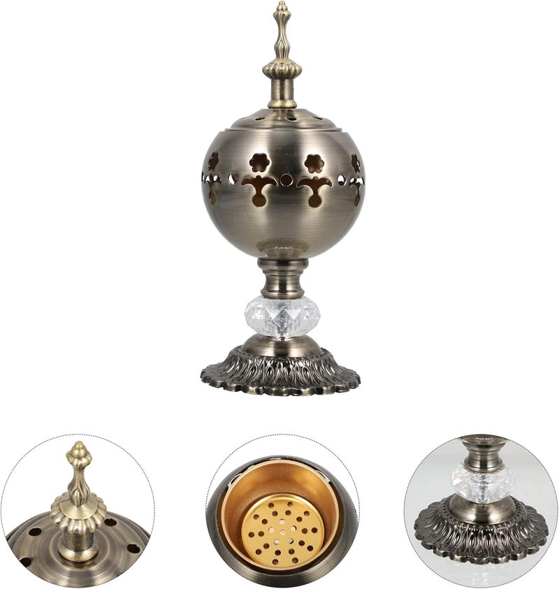 woobles Incense Holder Arabian Incense Burner Holder for Bakhoor Oud Incense Sticks Iron Frankincense Burner Home Decor (Bronze) Charcoal Burner - Image 3