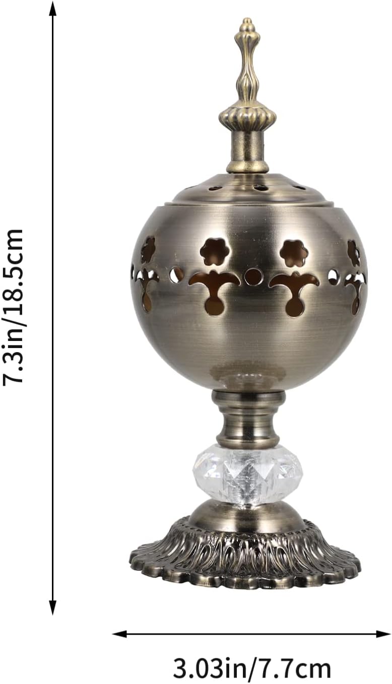 woobles Incense Holder Arabian Incense Burner Holder for Bakhoor Oud Incense Sticks Iron Frankincense Burner Home Decor (Bronze) Charcoal Burner - Image 2