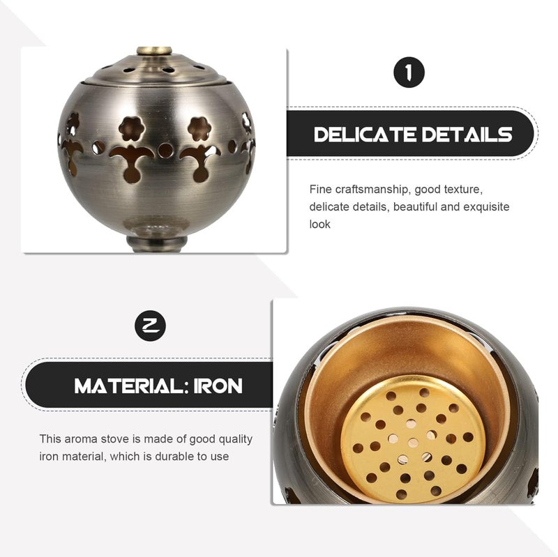 woobles Incense Holder Arabian Incense Burner Holder for Bakhoor Oud Incense Sticks Iron Frankincense Burner Home Decor (Bronze) Charcoal Burner - Image 5