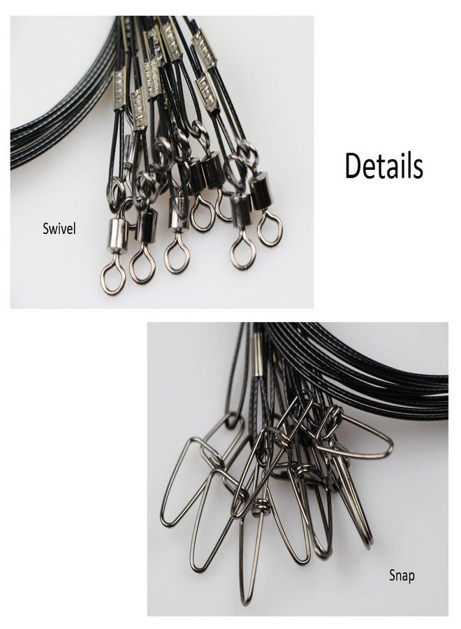 Laxygo 20pcs Fishing Wire Leaders Heavy Duty Fishing Stainless Steel Wire Leaders 70kg High Strength Fishing Leaders with Swivels and Snaps Black/Red/Green - Image 3