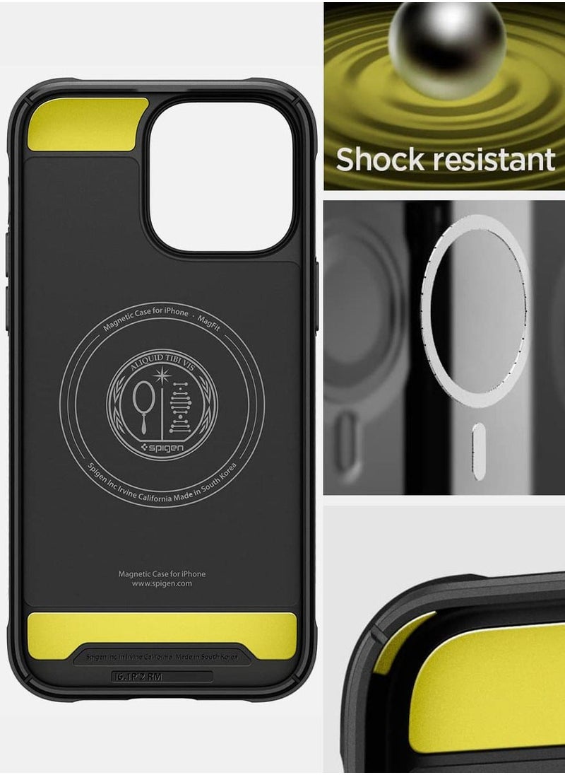 Spigen Rugged Armor MagFit iPhone 14 PRO Case Cover with MagSafe and Carbon Fiber Textures - Matte Black  - Image 4
