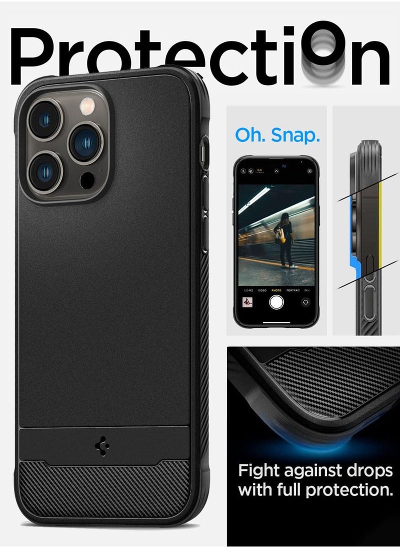 Spigen Rugged Armor MagFit iPhone 14 PRO Case Cover with MagSafe and Carbon Fiber Textures - Matte Black  - Image 5