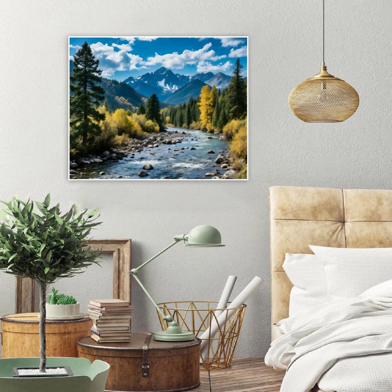 askkqtx Landscape Paint by Numbers Kit for Adults, Mountain and River Paint by Numbers for Beginner, DIY Oil Painting by Number on Canvas for Home Decor Gifts 16x20 Inch - Image 4