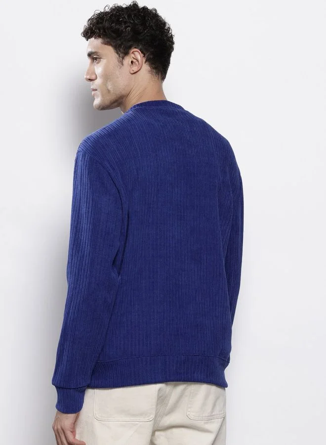 The Indian Garage Co  The Indian Garage Co Men Relaxed Fit Self Design Henley Neck Full Sleeves Sweatshirt  | Best Price UAE