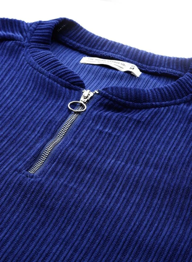 The Indian Garage Co  The Indian Garage Co Men Relaxed Fit Self Design Henley Neck Full Sleeves Sweatshirt  | Best Price UAE