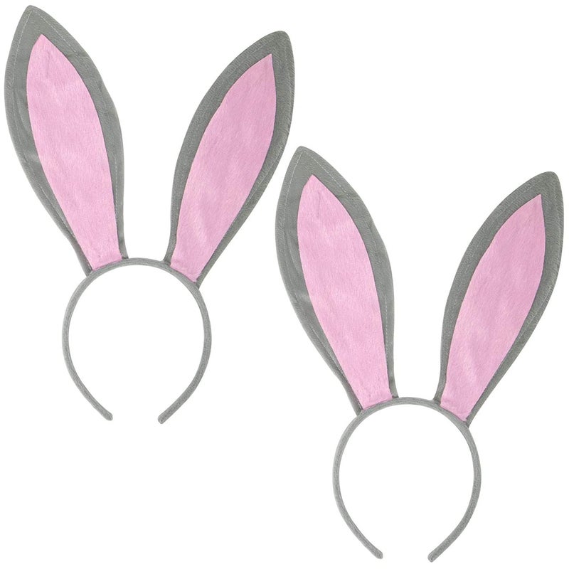 Funcredible Bunny Ears Headband 2 Pack Bendable Rabbit Ears for Women Men and Kids Gray Rabbit Headbands Bunny Costume Accessories for Cosplay