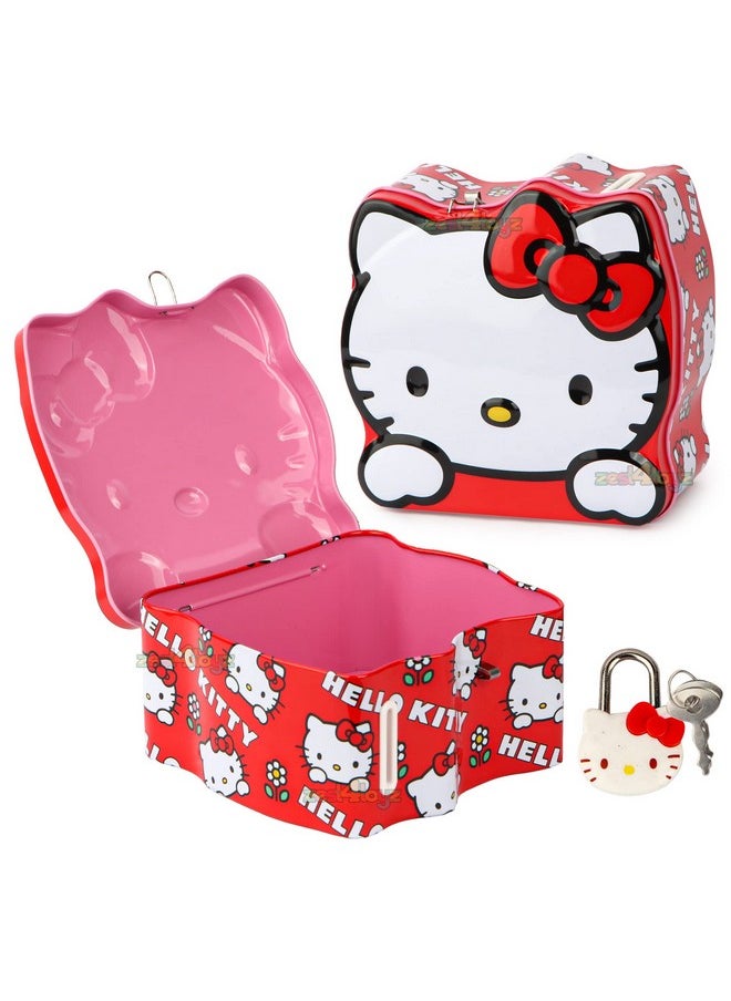 Zest 4 Toyz Zest 4 Toyz Money Bank for Kids Kitty Piggy Bank Metal Body Money Saving Coin Bank for Kids Girls Boys with Lock N Key Secure Money Coin Bank Best Return Gift (Red)  - Image 1