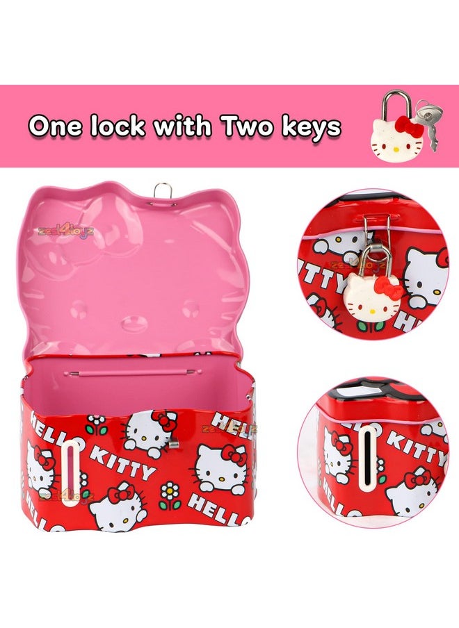 Zest 4 Toyz Zest 4 Toyz Money Bank for Kids Kitty Piggy Bank Metal Body Money Saving Coin Bank for Kids Girls Boys with Lock N Key Secure Money Coin Bank Best Return Gift (Red)  - Image 5