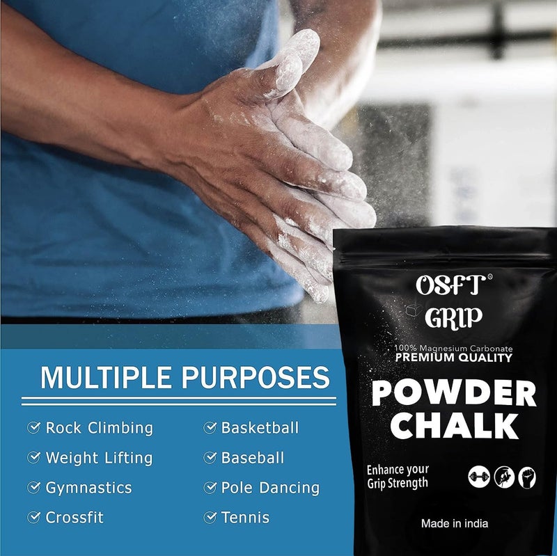 OSFT Magnesium Carbonate Powder Gym Chalk for Weightlifting Cross Fitness Training Gymnastics Rock Climbing Deadlifting Workout Bouldering Billiards Pole Dancing (Combo Pack (450 + 450) gm) - Image 5