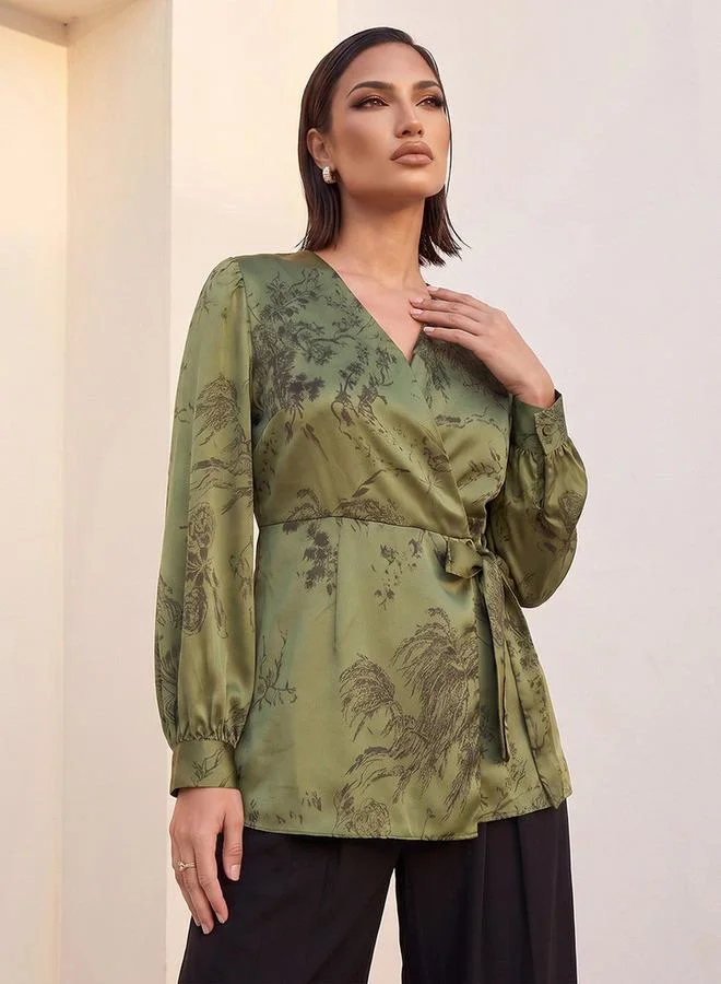 Iconic Iconic Wrap Top with Paisley Print