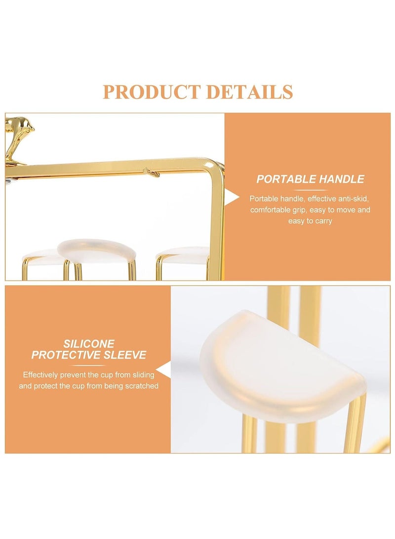 6 Cup Golden Drying Rack, Mug Draining Organizer, Drinking Glass Drainer, Cup Storage Stand, Non-Slip Bottle Drying Tree for Glasses, Mugs, Tumbler, Upside Down Kitchen Countertop Stand  - Image 5