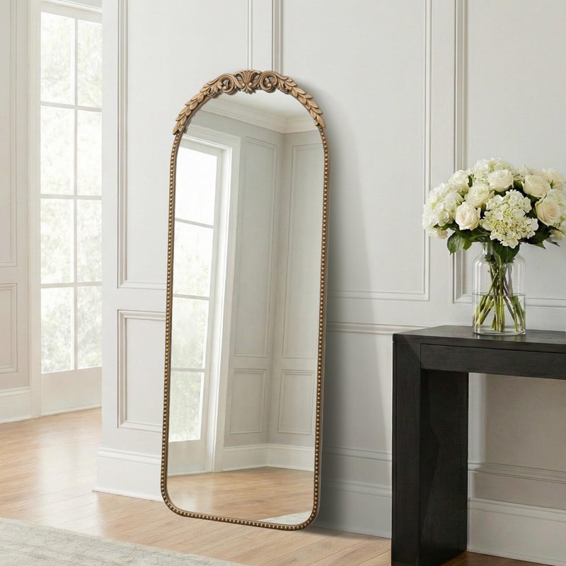 Besdomus Large Gold Floor Mirror: 56"x 21" Vintage Full Length Mirror - Traditional Ornate Baroque Antique Body Mirrors for Bedroom/Cloakroom/Entryway/Hallway/Wall - Home Decor for Living Room - Image 5