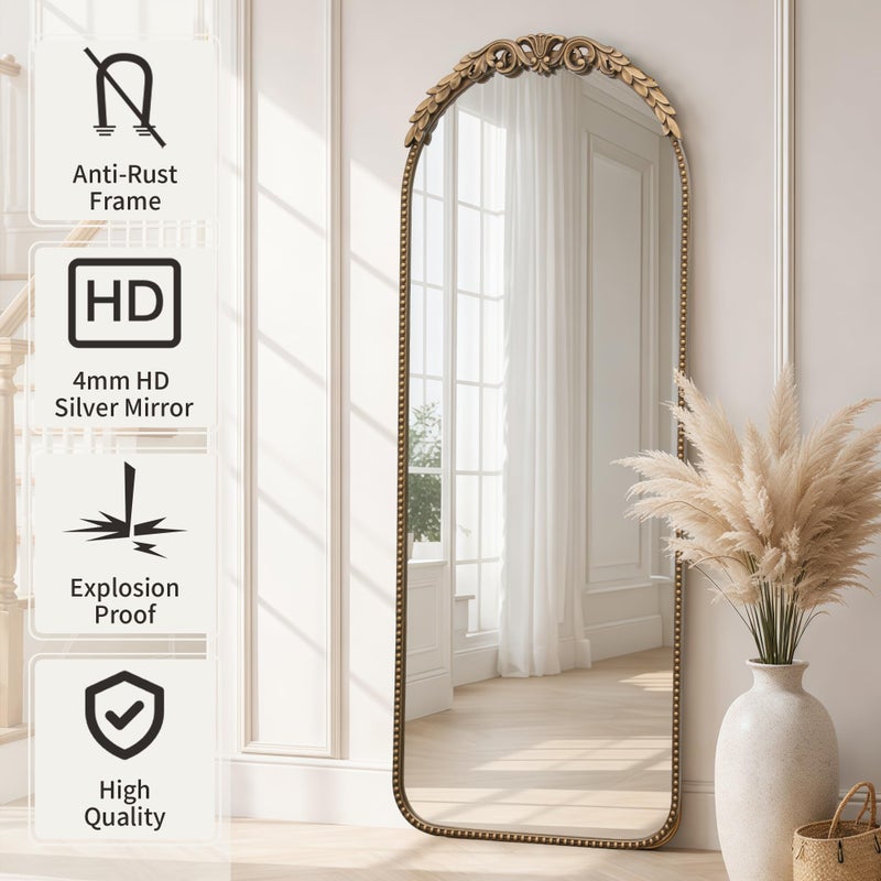 Besdomus Large Gold Floor Mirror: 56"x 21" Vintage Full Length Mirror - Traditional Ornate Baroque Antique Body Mirrors for Bedroom/Cloakroom/Entryway/Hallway/Wall - Home Decor for Living Room - Image 3