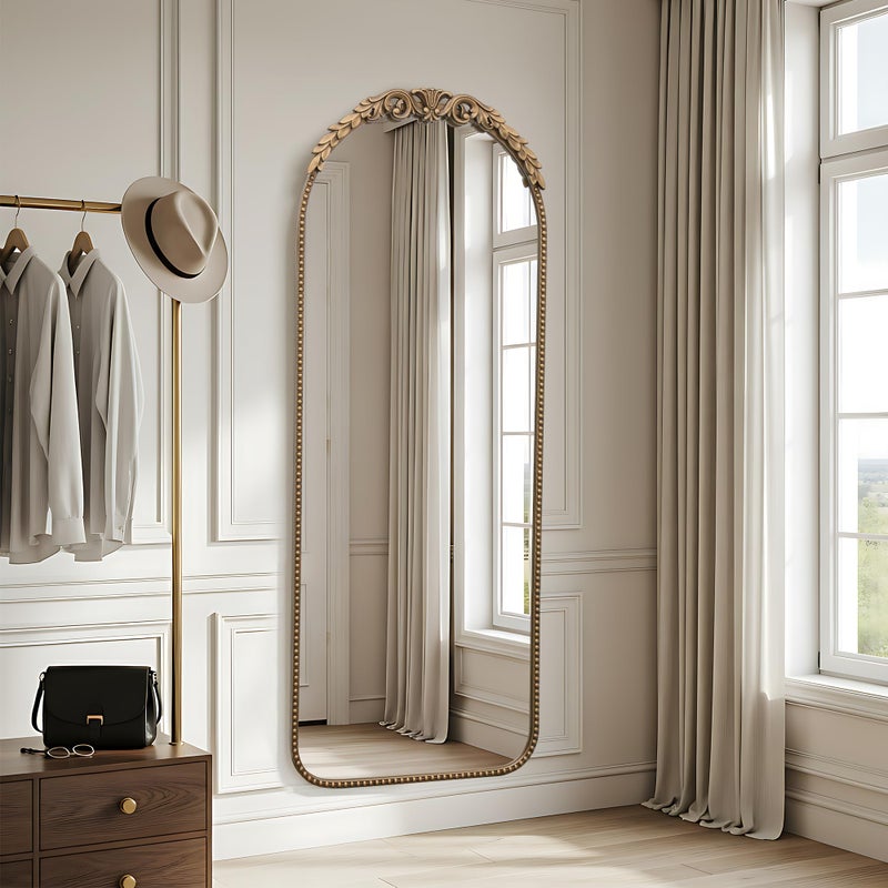 Besdomus Large Gold Floor Mirror: 56"x 21" Vintage Full Length Mirror - Traditional Ornate Baroque Antique Body Mirrors for Bedroom/Cloakroom/Entryway/Hallway/Wall - Home Decor for Living Room - Image 1