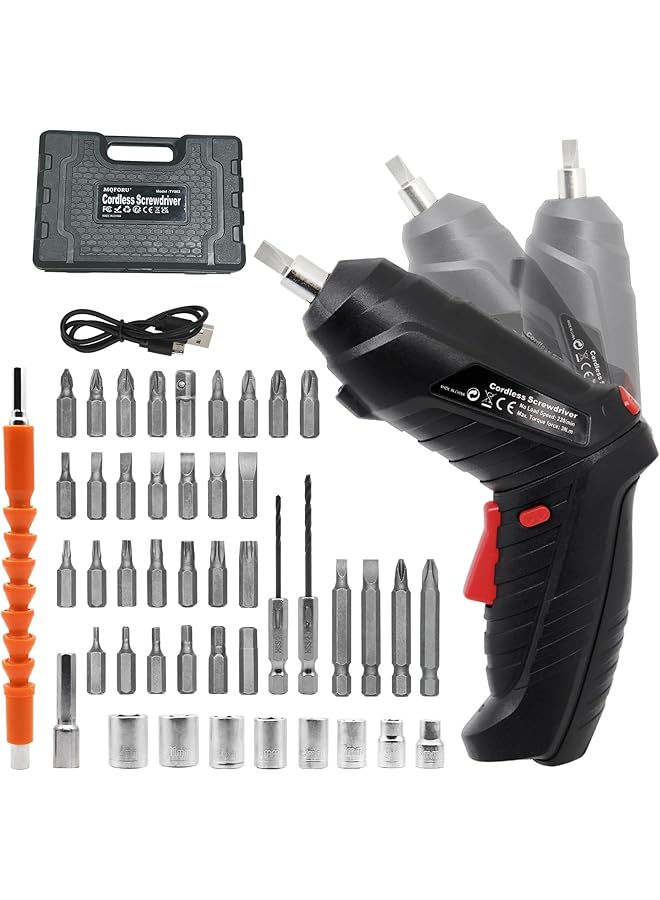 erorex 47 In 1 Cordless Screwdriver Portable Cordless Drills 3.6V Rechargeable Electric Screwdriver Kit Dual Position Handle With Usb Cable Led Light For Tools - Image 1