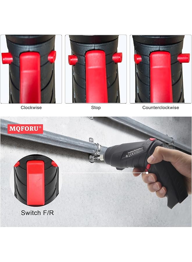 erorex 47 In 1 Cordless Screwdriver Portable Cordless Drills 3.6V Rechargeable Electric Screwdriver Kit Dual Position Handle With Usb Cable Led Light For Tools - Image 5