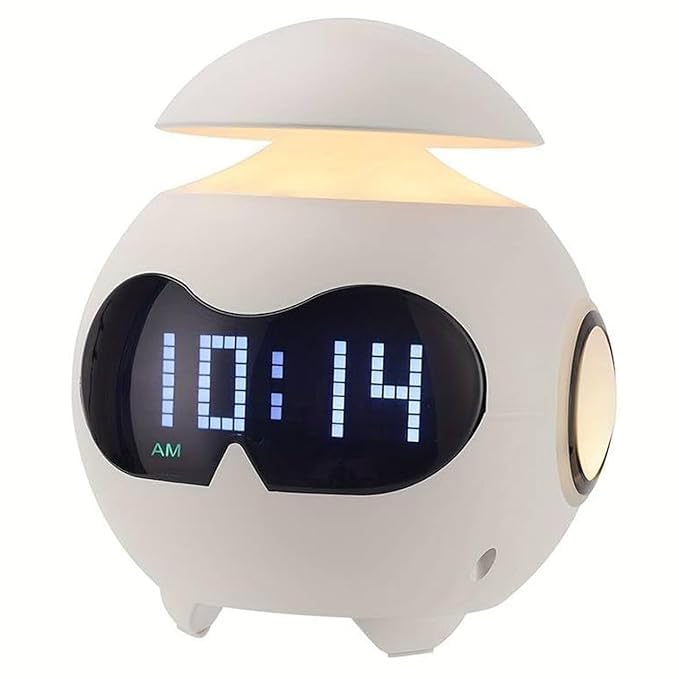 GETZET GETZET Digital Clock with Bluetooth Speaker for Night Light Desktop Study Buddy Perfect for Kids Students Reading Bedroom Desk Office Livingroom USB Slot LCD Lamp Emoticon Clocks Eye Protection 