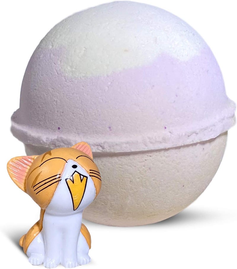 Relaxcation Crying CAT Bath Bomb for Kids with Surprise Toy Inside  Natural Ingredients Safe for Sensitive Skin  Lavender  Vanilla Aroma  Comes in Giftable Box 