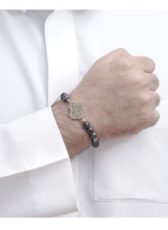 Subhati Bracelet with metal Parts and Labradorite Stone | 8 MM Beads - 18  - Image 1