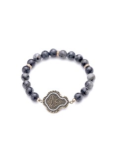 Subhati Bracelet with metal Parts and Labradorite Stone | 8 MM Beads - 18  - Image 2