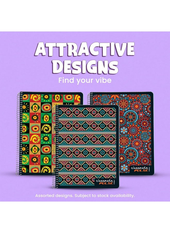 classmate Classmate Pulse 5 Subject Spiral Notebook - Pack of 1 | Single Line | 250 Pages | A4 - 29.7cm x 21.0cm | Attractive Cover Designs | Soft Cover | Notebooks for College Students  - Image 3