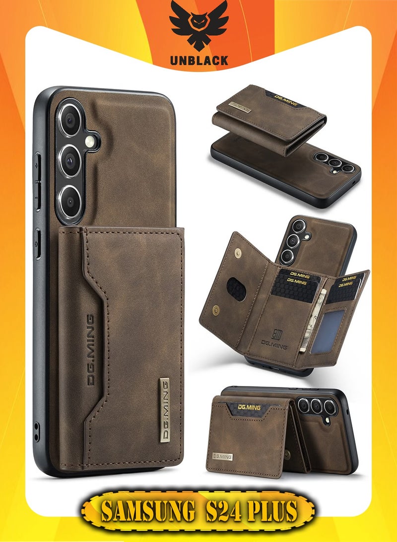 DGMING Wallet Case for Samsung Galaxy S24 Plus , DG.MING Premium Leather Phone Case Back Cover Magnetic Detachable with Trifold Wallet Card Holder Pocket for Samsung Galaxy S24 Plus (Brown)  - Image 1