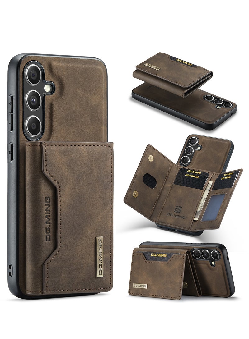 DGMING Wallet Case for Samsung Galaxy S24 Plus , DG.MING Premium Leather Phone Case Back Cover Magnetic Detachable with Trifold Wallet Card Holder Pocket for Samsung Galaxy S24 Plus (Brown)  - Image 2