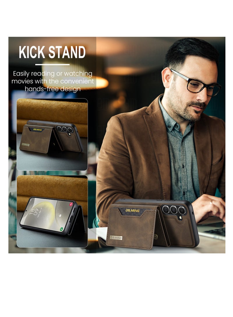 DGMING Wallet Case for Samsung Galaxy S24 Plus , DG.MING Premium Leather Phone Case Back Cover Magnetic Detachable with Trifold Wallet Card Holder Pocket for Samsung Galaxy S24 Plus (Brown)  - Image 5