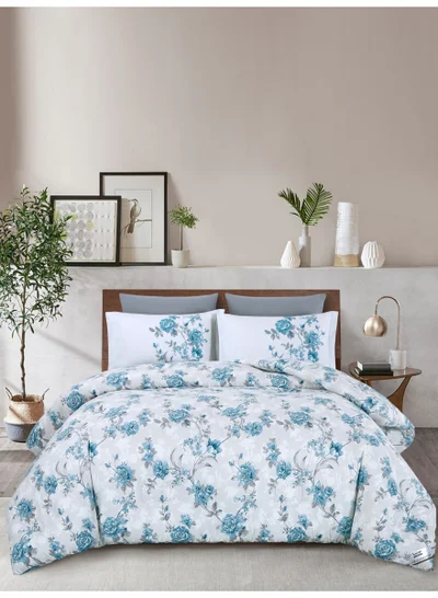 Donetella Bedding Comforter Set Queen Size, 4-Pcs Bed Set Fits 160x200 Cms -Printed Bedding Set-All Season- Brushed Microfiber (طقم مفرش سرير فندقي)