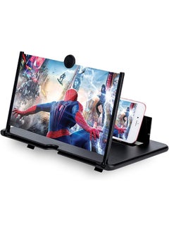 erorex 14'' 3D Phone Screen Magnifier – Hd Magnifier Projector Screen Enlarger For Videos Movies Games – Foldable Phone Stand With Screen Amplifier – Supports All Smartphones Black 