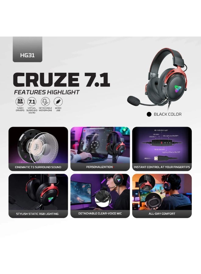 FANTECH HG31 CRUZE 7.1 Surround Sound Gaming Headset - Image 2