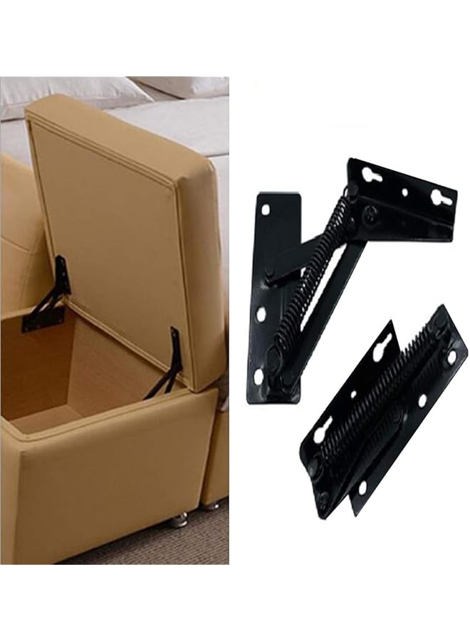 S-TOP 2 Pieces 80 Degree Foldable Lifting Bracket, Black Spring Hinges are widely Used in Sofa Hinge Lifters, Furniture Storage Support Hinges - Image 1