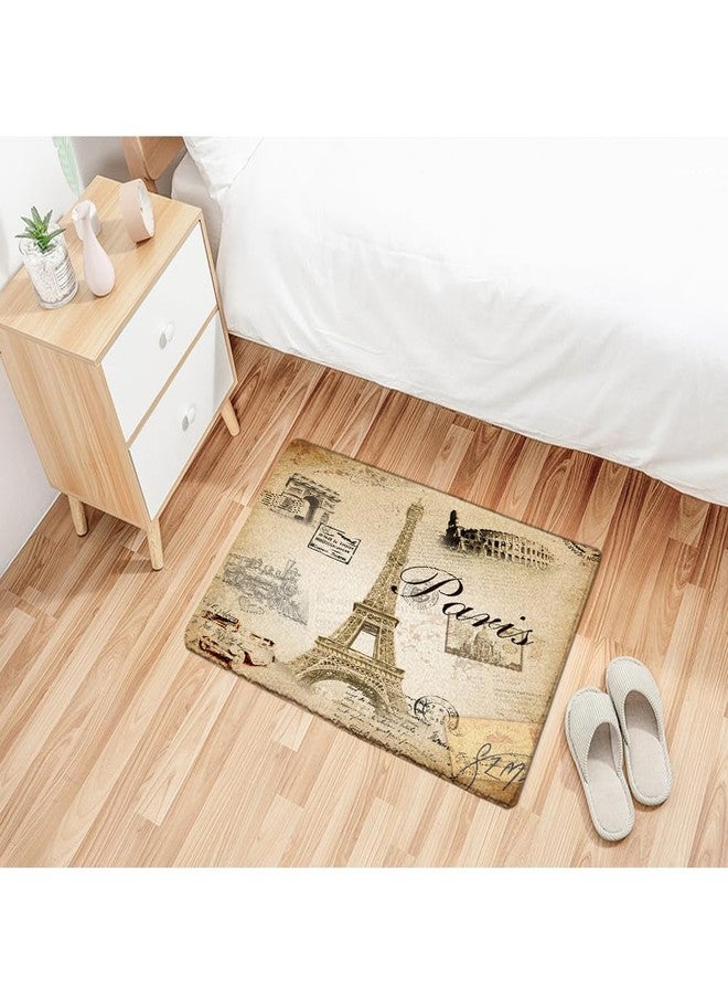 Careyoungs Eiffel Tower Bath Rug Paris Tower Bath Mat Romantic Decor Bathroom Mat 29.5L x 17.7W Inches (75Lx45Wcm) Brown - Image 4