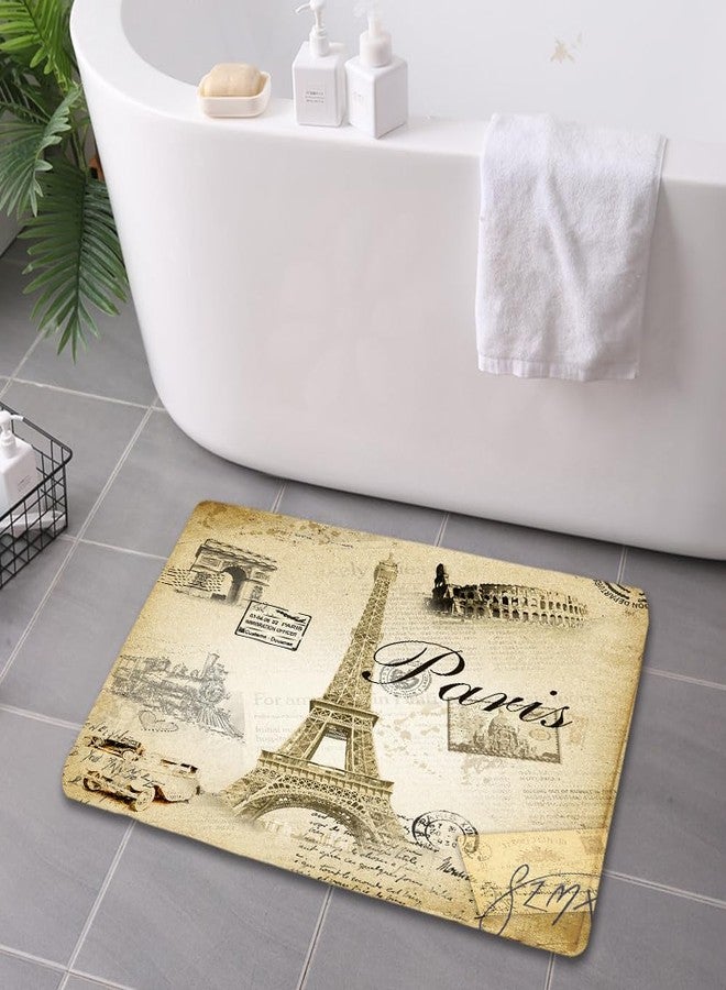 Careyoungs Eiffel Tower Bath Rug Paris Tower Bath Mat Romantic Decor Bathroom Mat 29.5L x 17.7W Inches (75Lx45Wcm) Brown - Image 2