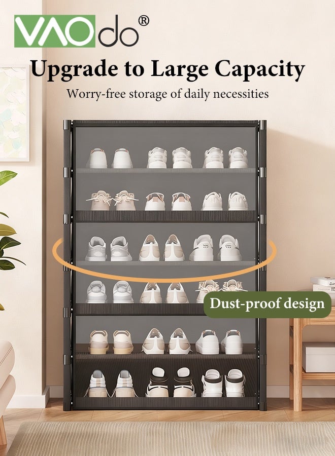 VAOdo 7-Tier Shoe Rack with Clear Window Cover, Large Capacity Shoe Shelf Storage, Dust-proof Flip Cover, Adjustable Shelves Shoe Storage Rack for Closet Front Door Entrance Dorm Garage  ﻿ - Image 2
