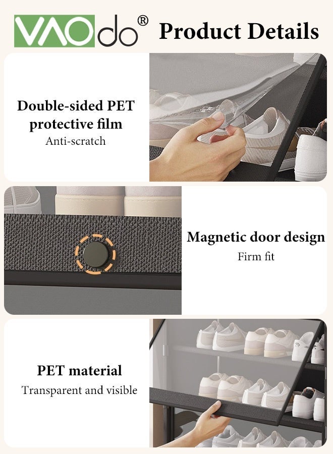 VAOdo 7-Tier Shoe Rack with Clear Window Cover, Large Capacity Shoe Shelf Storage, Dust-proof Flip Cover, Adjustable Shelves Shoe Storage Rack for Closet Front Door Entrance Dorm Garage  ﻿ - Image 3