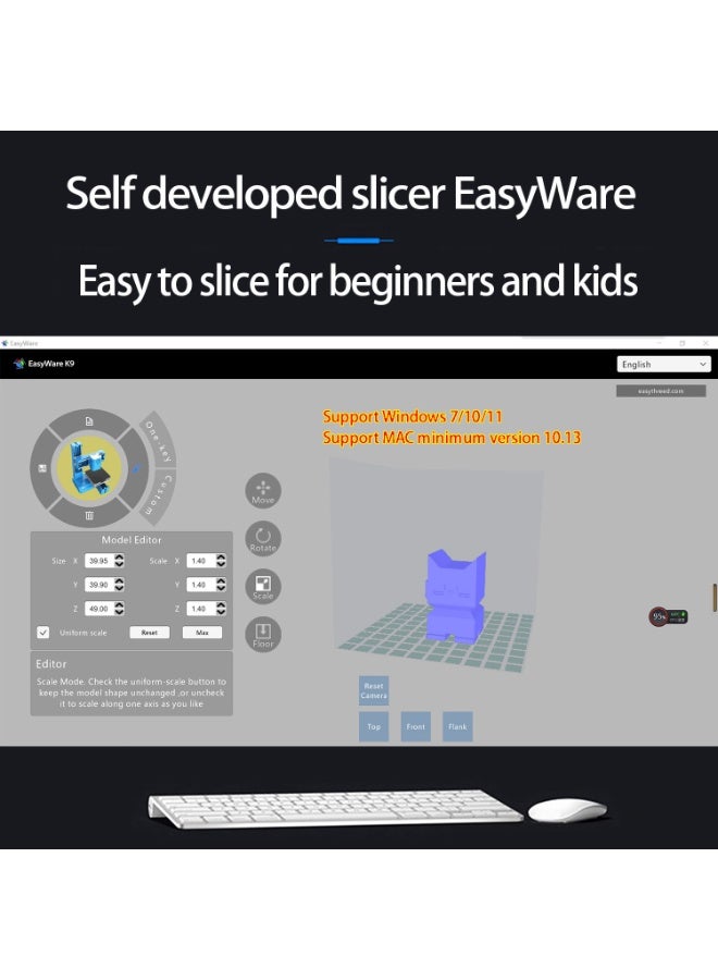 إيزي ثريد طابعة Easythreed K9 Mini ثلاثية الأبعاد، حجم طباعة 100×100×100 مم، طابعة FDM ثلاثية الأبعاد مثالية للأطفال والطلاب والتعليم المنزلي والمشاريع اليدوية، طباعة بضغطة زر واحدة، فوهة 0.4 مم، متوافقة مع خيوط PLA، حاصلة على شهادات CE وFCC وRoHS، هدية مثالية للأطفال خلال العطلات. - Image 5