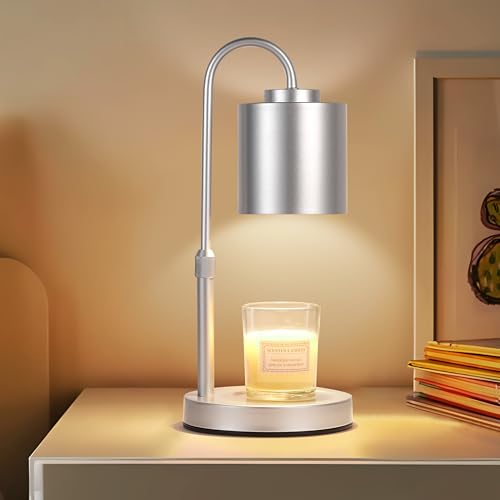 CASTLELIFE Candle Warmer Lamp with Timer & Dimmer, Height Adjustable Electric Wax Melt Warmer for Jar Candles, Gifts for Mom Home Decor, Silver - Image 1