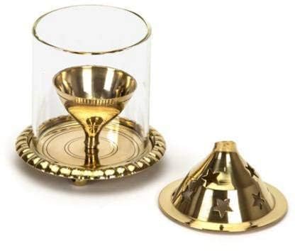 A & S Ventures Akhand Diya with Borosilicate Glass Cover for Diwali Puja, Diwali Gift Puja Ghar, Festivals (Height: 12.6cm) (Medium, Golden) - Image 3