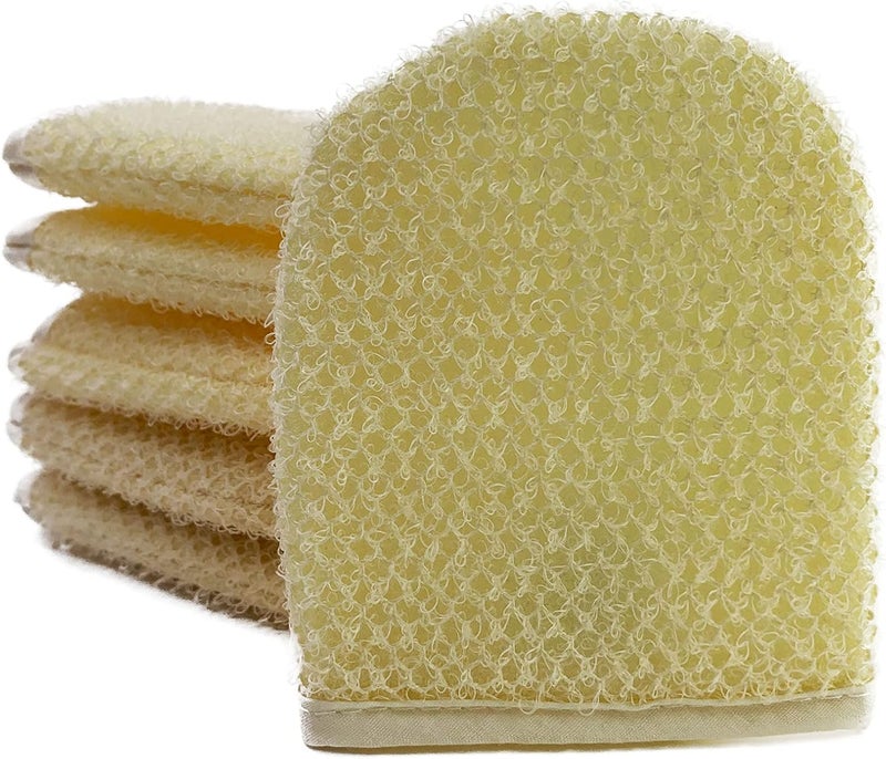 إسفنجة تنظيف الوجه PPHAO  قماش تنظيف الوجه المقشر قفازات قفازات إسفنجية للوجه للتنظيف والتقشير  وسادات الوجه للتنظيف  قماش غسيل مقشر ناعم  6 عبوات