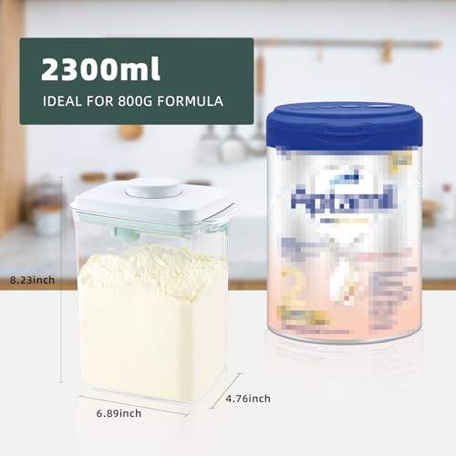 Tourdeus Baby Milk Powder Container - 2300ml Air Tight Formula Dispenser with Spoon and Scraper, BPA-Free, Clear, 28OZ, 1.76LB, 800g - Image 5