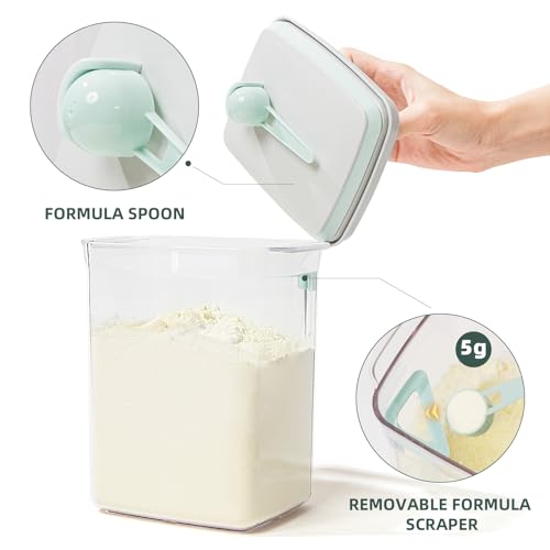 Tourdeus Baby Milk Powder Container - 2300ml Air Tight Formula Dispenser with Spoon and Scraper, BPA-Free, Clear, 28OZ, 1.76LB, 800g - Image 4