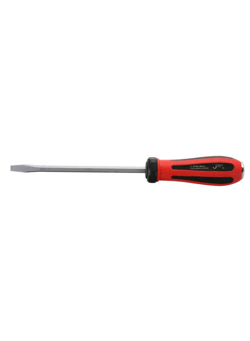 jetechtool Jetech Striking Cap Go-Through Slotted Screwdriver, Cr-V Steel Flathead with Magnetic Tip, Ergonomic Soft Grip TPR Handle, 6mm Thick and 200mm Long Shaft - GTH6-200- - Image 1