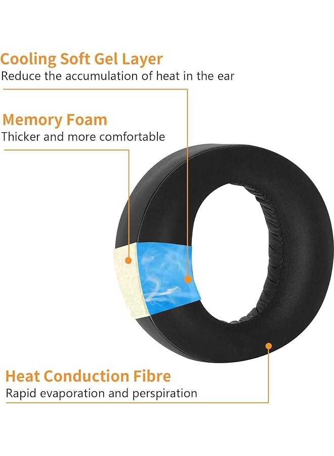 إيروريكس وسائد أذن لسماعات الرأس PS5 من جل التبريد Pulse 3D وسائد أذن لاسلكية بديلة لسماعات الرأس Sony Playstation 5 Ps5 Pulse 3D اللاسلكية للألعاب وسائد أذن ناعمة ومريحة باللون الأسود - Image 2